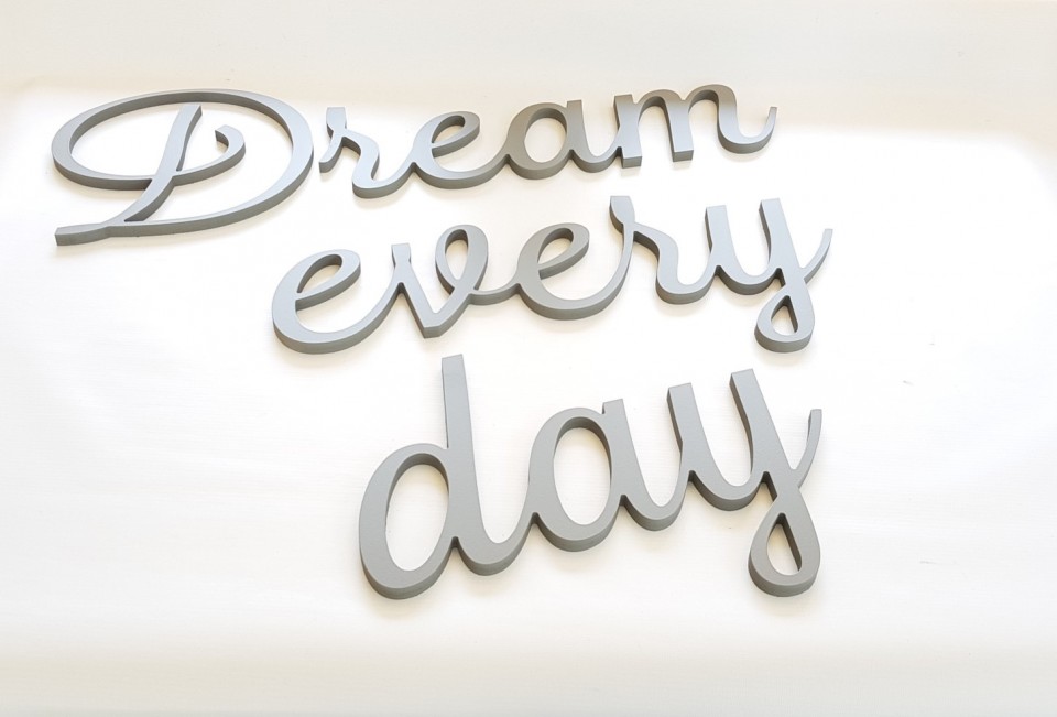 DREAM EVERY DAY  עשוי פי וי סי עובי 10 ממ כולל צבע אפור