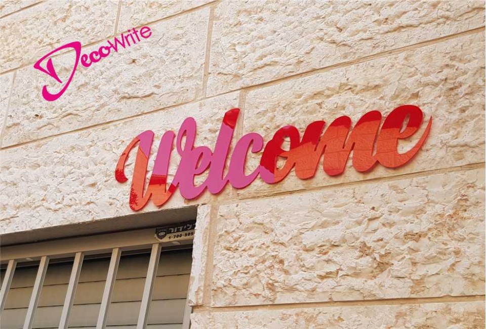 WELCOME עשוי פרספקס אדום מבריק עובי 3 מ